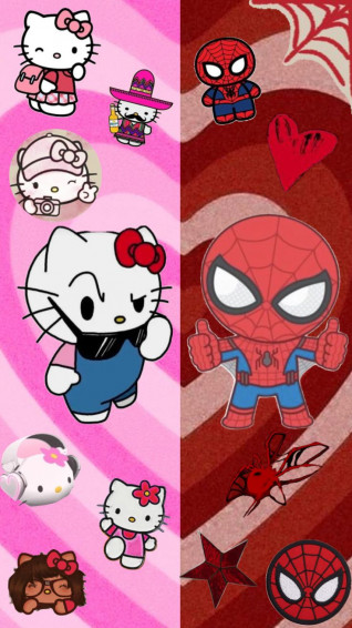 Spiderman Hellokitty Bffwallpaper In Walpaper Hello Kitty