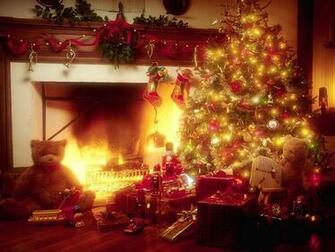 Christmas Tree And Fireplace Wallpaper Desktop