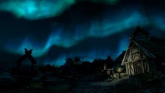 Borealis Northern Lights Night Skyrim Elder Scrolls Stars Wallpaper