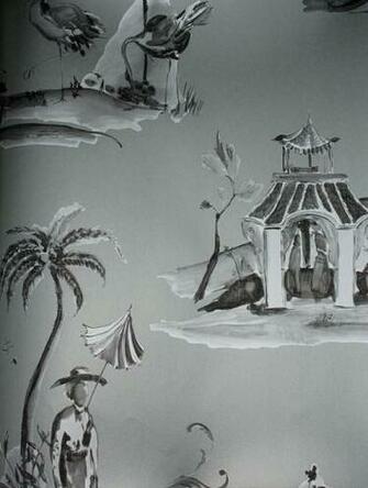 Grey Toile Wallpaper