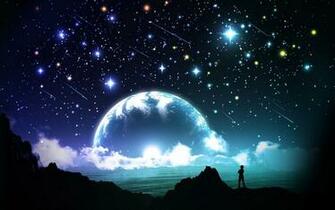Full Moon And Stars Wallpaper Image