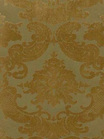 Victorian Flocked Velvet Wallpaper Gold On Aged Flk