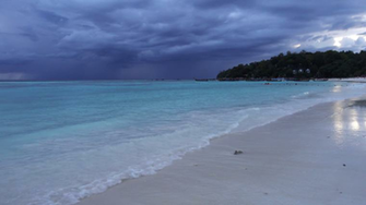 White Sandy Beach On Background Of Stormy Sky Stock Video Footage