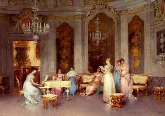 Parlor Scene Italian Art Wallpaper Image