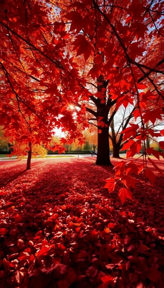 Red Autumn Leaves Wallpaper
