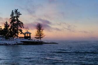 Wallpaper Sweden Winter Lake Arbor Desktop