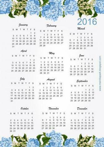 Printable Hydrangea Calendar Ausdruckbarer Kalender