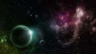 Purple Green Galaxy Planets Desktop Pc And Mac Wallpaper