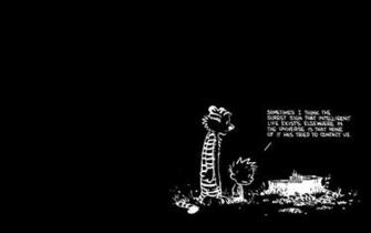Comics Calvin And Hobbes Black Background Wallpaper
