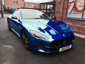 Mazerati Granturismo Wrap Vinyl Chrome Blue Wallpaper