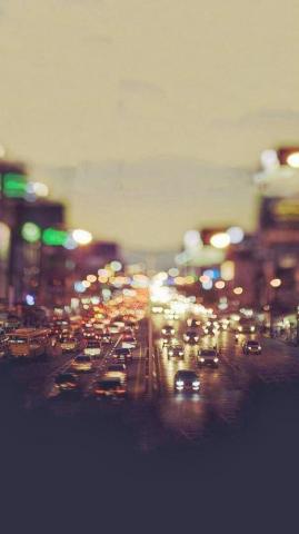 City Traffic Evening Tilt Shift iPhone Wallpaper