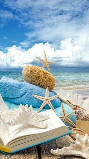 Summer Beach Book Seashells Sea Stars iPhone Plus HD Wallpaper