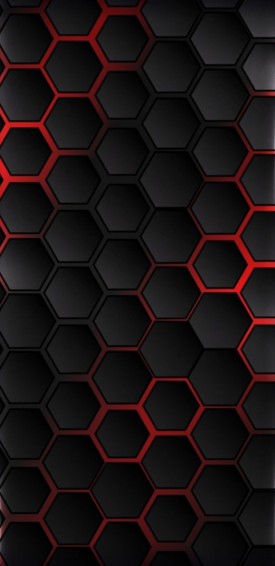 Abstract Black And Red Hexagonal Wallpaper