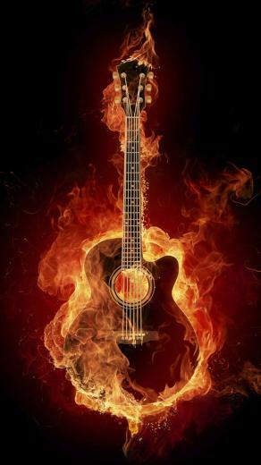 Flame Guitar Wallpaper