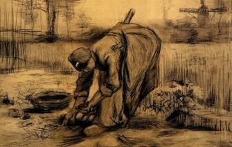 Wallpaper Vincent Van Gogh Pitchfork A Woman Harvests Peasant