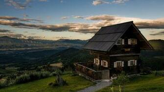 Cabin In The Mountains Widescreen Wallpaper