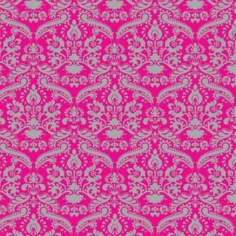 Bright Pink And Silver Damask Wallpaper