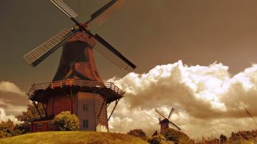 Wallpaper Holland 4k HD Mill Wind Field Sky Grass