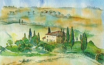 Wallpaper Painting Watercolor Landscape