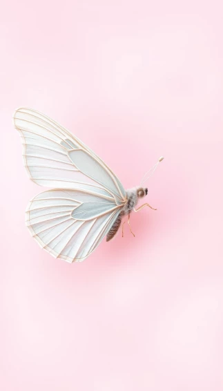 Wallpaper Butterfly Pink Background White