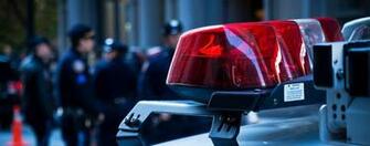 Police Car Lights With In The Background