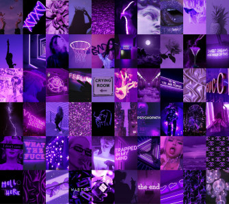 Boujee Purple Aesthetic Collage Kits Neon Collages Printable Wall Wallpaper