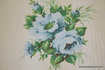 S Vintage Wallpaper Blue And White Cabbage Rose Floral