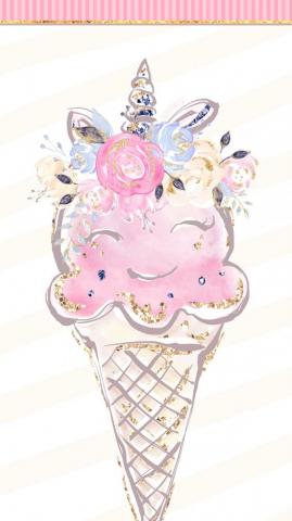 Phone Wallpaper HD Cute Unicorn Ice Cream Pink Glittery Gold