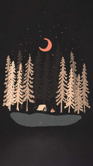 Moon And Stars iPhone On Campsite Wallpaper