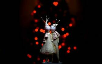 Christmas Tree Lights Boy Girl Photo Magic4walls