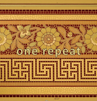 Greek Key And Floral Gilt Mosaic Border Antique Wallpaper