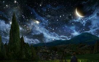 Moon And Stars Desktop Wallpaper Image