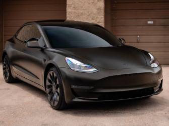 Tesla Model Satin Gold Dust Wrap Mile High Customs