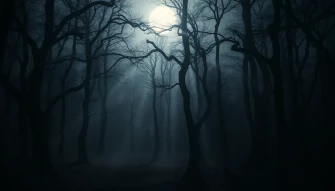 Dark Forest With Moon Wallpaper