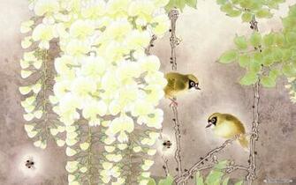 Wallpaper Art Flowers And Birds