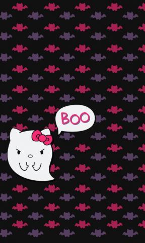 Cute Hallo Kitty For Halloween iPhone Wallpaper 3d