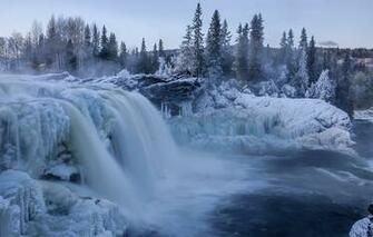 Wallpaper Waterfall Winter Snow Ice Nature