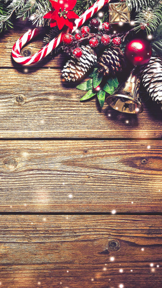 Desktop Wallpaper New Year Bells Pine Cone Holidays Wood