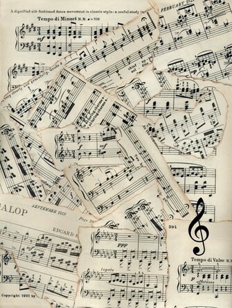 Vintage Sheet Music Patchwork Background