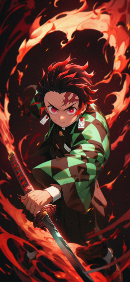 Tanjiro Kamado Dance Of The Fire God Wallpaper