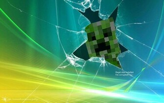 Minecraft Broken Window Game Wallpaper HD Widescreen A142