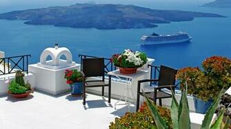 Wallpaper Church Homes Lights Buildings Santorini Oia Greece