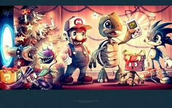 Mario Turtle Sonic Game Boy Christmas Portal Companion Cube Wallpaper