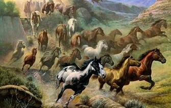 Wallpaper Nature Hills Figure Horses Picture Horse Art
