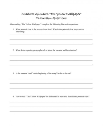 The Yellow Wallpaper Discussion Q S And Essay