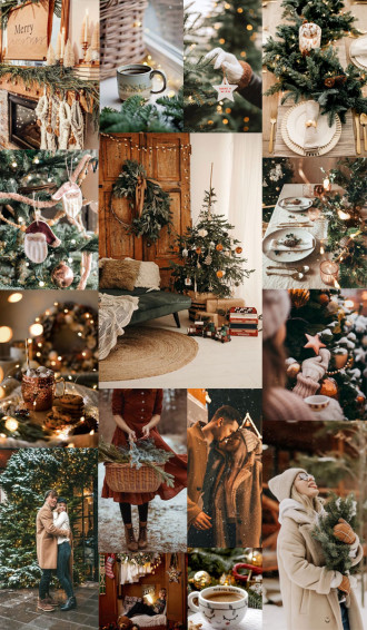 Christmas Collage Aesthetic Ideas Rustic Elegant Theme
