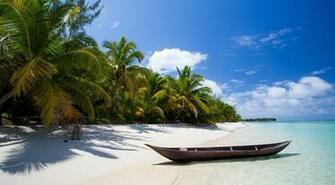 Tropical Clouds Boats Palm Trees Beach Beaches Wallpaper