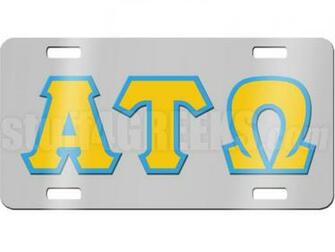 Alpha Tau Omega License Plate Description Chrome Mirrored