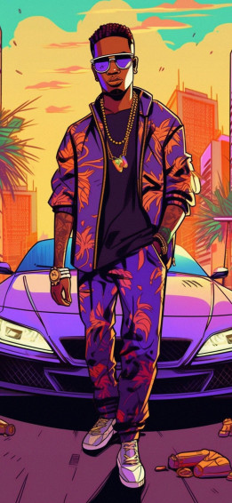 Stylish Rapper Car Art Wallpaper For iPhone