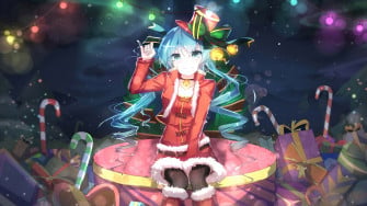 Christmas Santa Girl Anime Hatsune Miku 4k Wallpaper iPhone HD